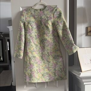 Elegant Floral Mini Dress in Green and Pink
